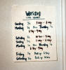 The 30,000 Little Adventures recording schedule at the Plate Farm, handwritten by Wes Plate.